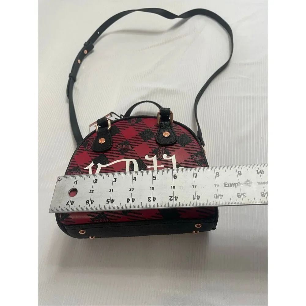 NWT Von Dutch Red Black Plaid Bowling Bag Crossbody Purse NIB New